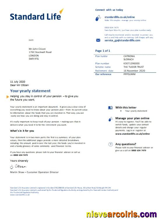 United Kingdom Standard Life utility bill